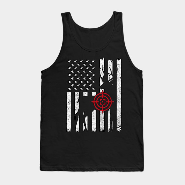 American Flag Deer Hunting Tank Top by Smartdoc